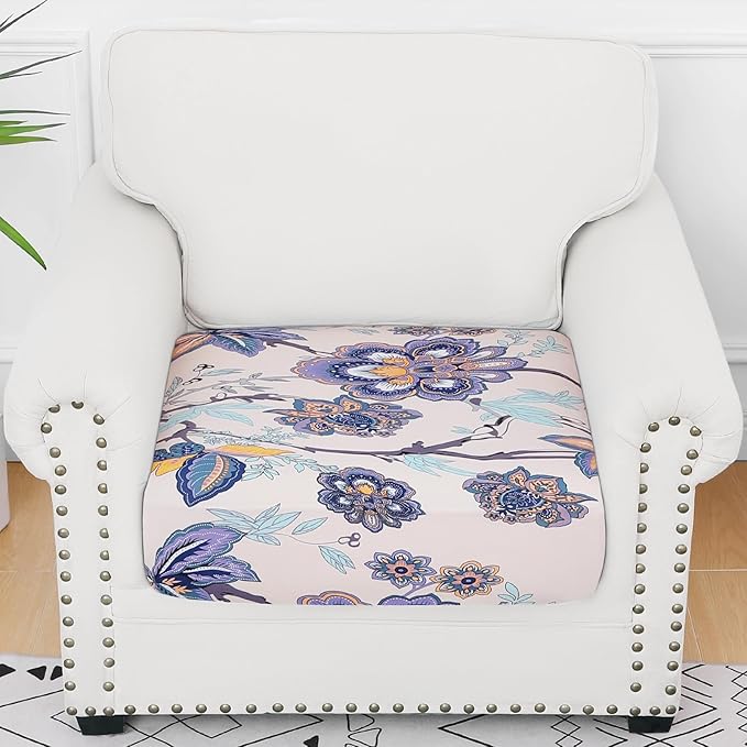 Smiry Printed Couch Cushion Covers, Stretch Soft Couch Covers for Sofa, Washable Non-Slip Sofa Slipcover Furniture Protector for Indoor and Outdoor (1 Pack, Beige)