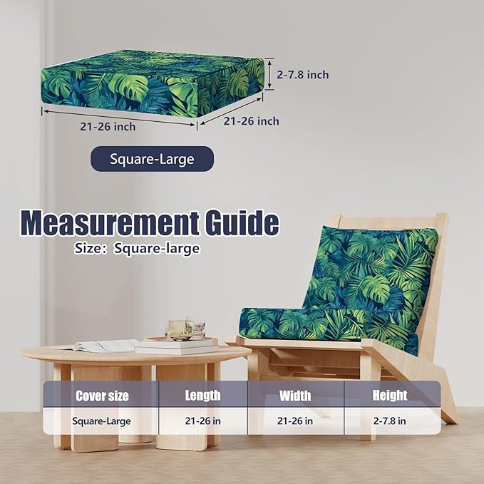 8Pcs Stretch Patio Cushion Covers, Outdoor Couch & Sofa Replacement Slipcovers for Patio Furniture Cushion Covers, Washable Reusable Furniture Protector