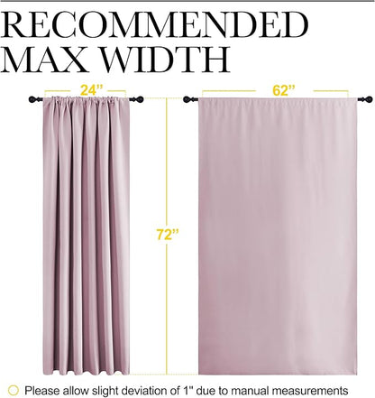 NICETOWN 2 Panels Blackout Curtains, Rod Pocket Window Curtains Room Darkning Drapes for Bedroom/Living Room, Thermal Insulated Solid Draperies for Home Office/Study, 62 by 72-Inch, Baby Pink