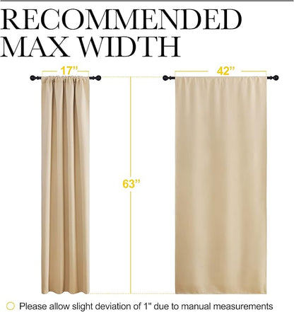 NICETOWN Room Darkening Curtains for Bedroom - Triple Weave Home Decoration Thermal Insulated Solid Window Drapes (Set of 2 Panels, 42 x 63 Inch, Biscotti Beige)