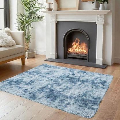 3x5 Rug, Bedside Preppy Dorm Area Rug, College Essentials Small Carpets for Bedroom, Anti Slip Fluffy Gray Living Room Rugs Home Decor(3 x 5, Dark Blue Tie-Dyed)