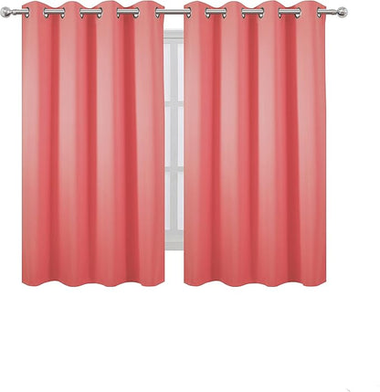 LEMOMO Coral Blackout Curtains 52 x 54 Inch Length/Set of 2 Curtain Panels/Thermal Insulated Room Darkening Blackout Curtains for Bedroom