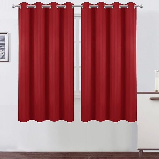 LEMOMO Bright Red Blackout Curtains 66 x 63 Inch Length/Set of 2 Curtain Panels/Thermal Insulated Room Darkening Blackout Curtains for Bedroom