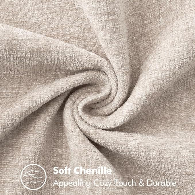 MIULEE Pack of 2 Couch Throw Pillow Covers 18x18 Inch Natural Beige Farmhouse Decorative Pillow Covers with Stitched Edge Taupe Soft Chenille Solid Dyed Pillow Covers for Sofa Bed Living Room