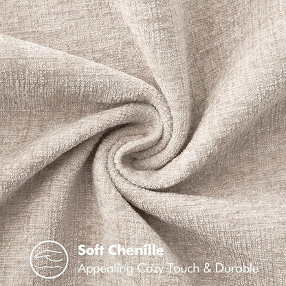 MIULEE Pack of 2 Couch Throw Pillow Covers 18x18 Inch Natural Beige Farmhouse Decorative Pillow Covers with Stitched Edge Taupe Soft Chenille Solid Dyed Pillow Covers for Sofa Bed Living Room