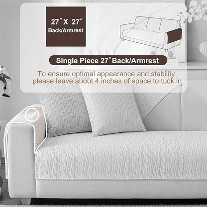Soft Waterproof Chenille Cover Washable, Non Slip Sectional Sofa Covers for 3 Cushion Couch Sofa L Sharped Sofa Slipcover for Pets, Furniture Protector (1 PCS 27"x27" White)
