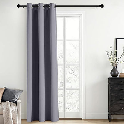 Yakamok Blackout Curtains for Bedroom - Grommet Thermal Insulated Room Darkening Curtains for Living Room,1 Panel (38 x 84Inch, Grey)