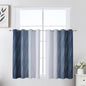 Estelar Textiler Navy Blue and Greyish White Ombre Short Blackout Cafe Curtains 36 Inch Length, Thermal Insulated Grommet Small Half Window Drapes for Kitchen/Basement/RV Camper, 52Wx36L, 2 Panels