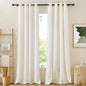 NICETOWN Natural Linen Burlap Curtains 135 inches Long, Grommet Semi Sheer Curtains Privacy with Light Filtering Window Treatments for Bedroom/Living Room, W52 x L135, 2 Panels