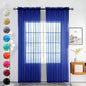 youleyar Solid Sheer Rod Pocket Curtain Voile Draperies 2 Panels White Beige Black Grey Coffee 52 Inch Width 45 Inch Long 1 Pair for Kitchen Bedroom Children Living Room Yard (Sapphire,52Wｘ45L)