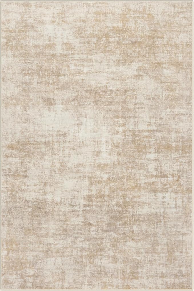 4x6 Area Rugs Washable Rug: Modern Abstract Living Room Rug Soft Anti-Skid Thin Carpet Indoor Floor Non-Shedding Carpets for Bedroom Dining Room Farmhouse Nursery Home Office - Beige