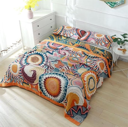 MSGKV Boho Throw Blanket for Couch 50"x60" 100% Cotton Sofa Blanket Spring Breathable Lightweight Blanket Home Decor Muslin All Seasons