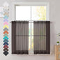 OVZME Brown Sheer Curtains 36 inches Long, Short Kitchen Window Treatment Solid Sheers Cafe Curtains Tiers Voile Half Window Curtains 2 Panels for Kitchen Room Laundry, Rod Pocket, 42" Wx36 L