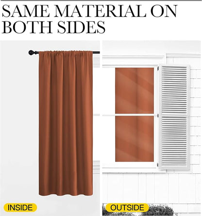 NICETOWN Blackout Curtains and Drapes - Thermal Insulated Solid Rod Pocket Blackout Draperies/Panels (Burnt Orange, 1 Pair, 42 by 63 inches)
