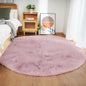 Ghouse Faux Rabbit Fur Round Rug 5ft Pink Round Rugs for Bedroom Decor Fluffy Area Rugs for Living Room, no-Shedding Carpet Sheepskin Washable Rug Rome Decor