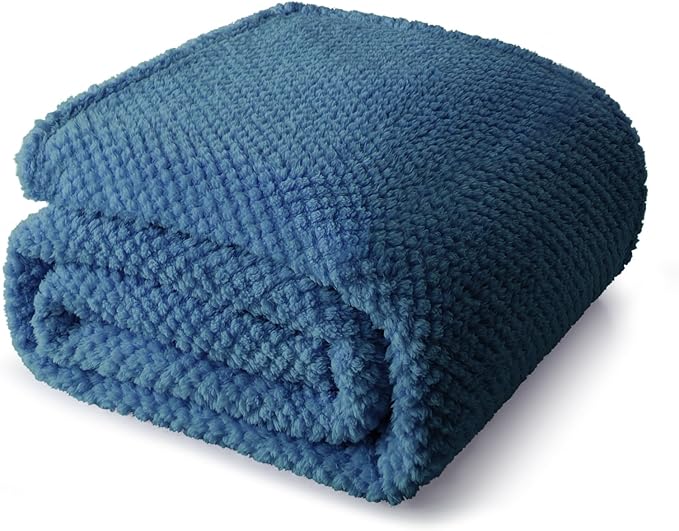 Whale Flotilla Extra Large Fuzzy Fleece Throw Blanket for Couch, 50x70 Inch Fluffy Warm Soft Jacquard Blankets for All Season, Lightweight and Cozy, Navy Blue