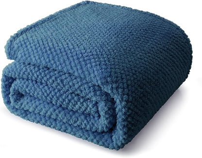 Whale Flotilla Extra Large Fuzzy Fleece Throw Blanket for Couch, 50x70 Inch Fluffy Warm Soft Jacquard Blankets for All Season, Lightweight and Cozy, Navy Blue