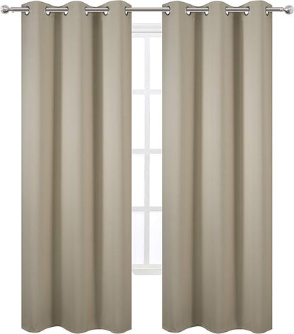 LEMOMO Beige Blackout Curtains/42 x 84 Inch/Set of 2 Panels Room Darkening Curtains for Bedroom