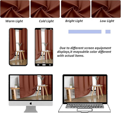 Simplebrand Ava Terracotta Short Blackout Curtains for Bedroom 54 Inches Long 2 Panels Set, Solid Thermal Insulated, Energy Saving Window Treatment Curtains Blackout Drapes, W40 x L54 Inch, Terracotta
