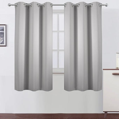 LEMOMO Light Grey Blackout Curtains 34 x 54 Inch Length/Set of 2 Curtain Panels/Thermal Insulated Room Darkening Blackout Curtains for Bedroom