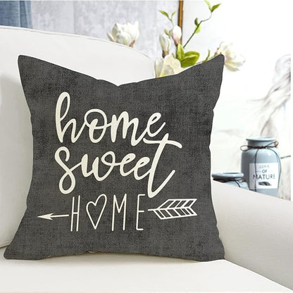 YCOLL Pillow Covers 20x20 Set of 4, Modern Sofa Throw Pillow Cover, Decorative Outdoor Linen Fabric Pillow Case for Couch Bed Car, Rustic Gray