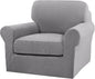 Turquoize 2 Piece Chair Covers Chair Slipcovers for Living Room Armchair Couch Cover Chair Sofa Cover with Individual Cushion Covers Furniture Cover for Chairs Feature Jacquard Fabric (Chair, Dove)