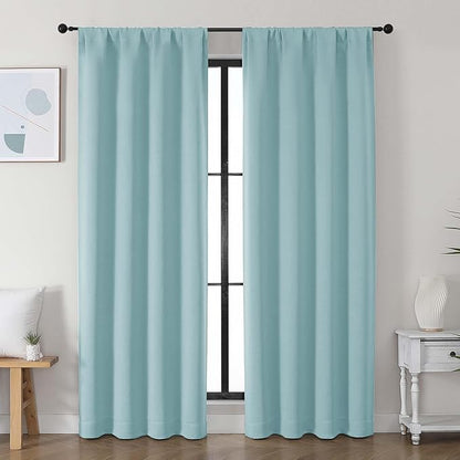Simplebrand Ava Aqua Blackout Curtains for Bedroom, 78 Inch Length, 2 Panels Set, Privacy Thermal Insulated Rod Pocket Window Curtains for Patio, French Door, W40 x L78 Inch