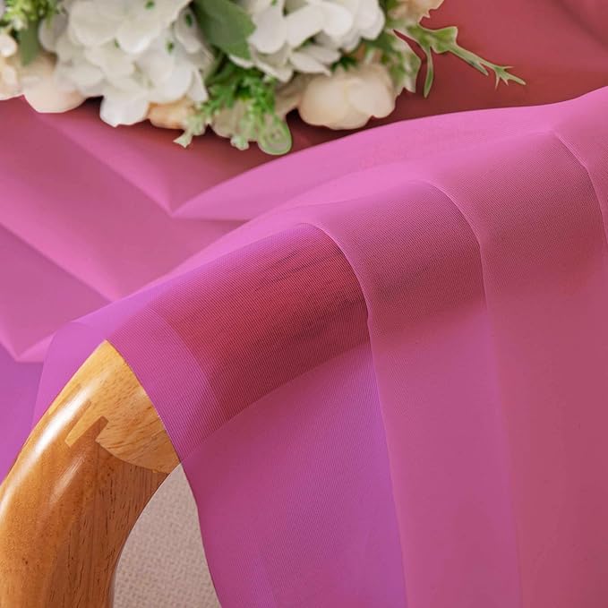Chyhomenyc Sheer Curtains 36 inch Length 2 Panels Set, Light Filtering Voile Rod Pocket Short Window Curtians for Bathroom Living Room Farmhouse Small Windows, Each 42Wx36L in, 2PCS, Hot Pink
