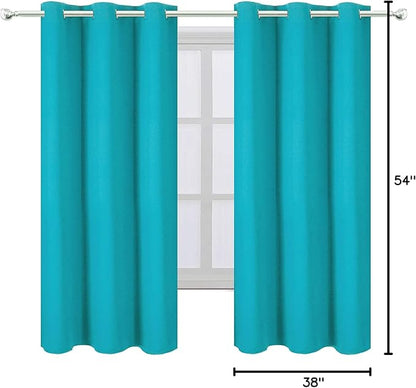 LEMOMO Turquoise/Teal Blackout Curtains/38 x 54 Inch/Set of Two Panels Grommet Living Room Curtains