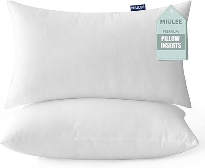 MIULEE Set of 2 Throw Pillow Inserts 12x20 Inches, Nowoven Decorative Pillow Inserts for Living Room