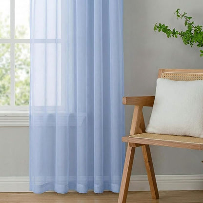 OWENIE Sheer Curtains 63 Inch Length 2 Panels Set for Bedroom Living Room, Modern Soft Solid Light Filtering Sheer Curtain, Rod Pocket Window Treatments, 42" Wx63 L, Demin