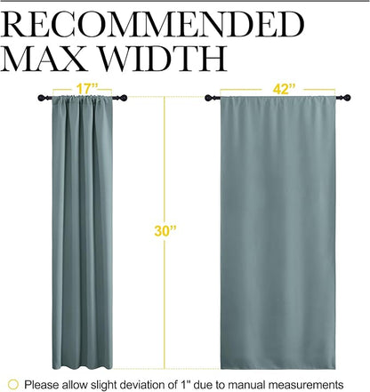 NICETOWN 2 Panels Blackout Curtains, Rod Pocket Thermal Insulated Drapes for Kitchen, Heavy Duty Small Window Treatment for Dorm Room, Studio Apartment, Basement (Greyish Blue, W42 x L30)