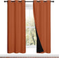 NICETOWN Full Shade Curtain Panels, 37" Wide x 70" Long, Burnt Orange, Pair of Thermal Insulated & Energy Efficiency Blackout Drapes for Living Room, Lined Silky Performance Window Dressing