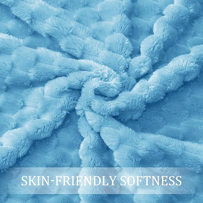 Exclusivo Mezcla Fleece Throw Blanket for Couch, Extra Large Fuzzy Blue Bed Blankets, Soft Cozy Plush Sofa Throws for All Seasons, 50x70 Inches