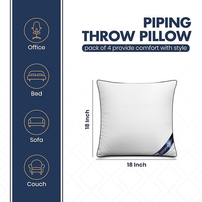Utopia Bedding Throw Pillow Inserts (Pack of 4, White), 18 x 18 Inches Decorative Indoor Pillows for Sofa, Bed, Couch, Cushion Sham Stuffer