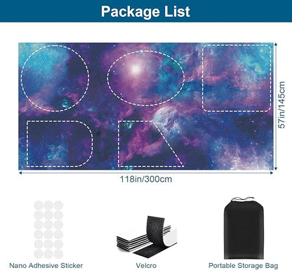 100% Blackout Curtains for Bedroom, Portable DIY Window Blinds, No Drill Window Shades & Blackout Blinds with Stickers & Tabs for Travel, Dorm Room, Media Room (Starry Sky, 118" x 57")
