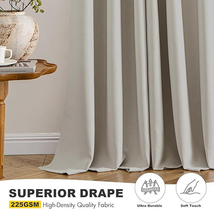 MIULEE Natural Blackout Curtains - Bedroom Window Treatment Curtains Thermal Insulated Room Darkening Drapes for Living Room Kitchen Grommet Light Blocking Drapery, 40 x 45 Inches Long, 2 Panels