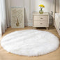 Goolela White Round Rug 4ft Circle Fluffy Fuzzy Sheepskin Rug for Bedroom Bedside Living Room Dorm Furry Shag Faux Fur Carpet