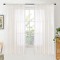 BGment Linen Semi Sheer Curtains 63 Inch Length for Living Room - Ivory Textured Light Filtering Window Drapes with Rod Pocket Lightweight Rustic for Farmhouse Bedroom, 2 Panels Set, 52 X 63 Inch