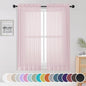 OWENIE Light Pink Sheer Curtains 63 Inch Length 2 Panels Set for Living Room/Bedroom, Rod Pocket Fimly Voile Blush Sheer Curtain for Nursery Room, Elegant Airy Sheer Panels, 2 Pcs Total 84Wx63L inch