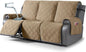TAOCOCO 100% Waterproof Recliner Sofa Cover, Non Slip Split Couch Covers for Reclining Couches with Elastic Straps, Washable Reclining Sofa Cover Furniture Protector for Kids Pets(3 Seater, Camel)