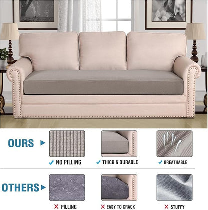H.VERSAILTEX Super Stretch Individual Seat Cushion Covers Sofa Covers Couch Cushion Covers Slipcover Sets Thick Jacquard Textured Twill Fabric (1 Piece Sofa Cushion Cover, Taupe)