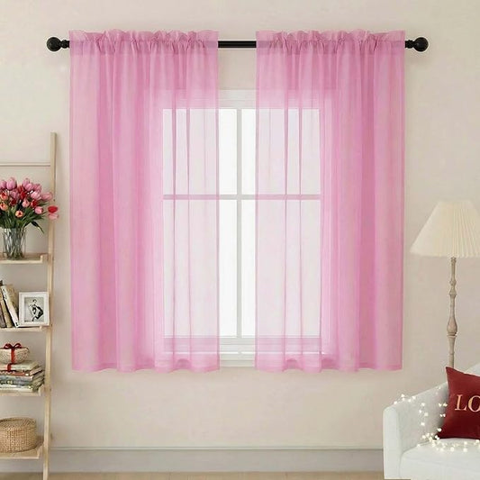 Sheer Pink Curtains for Bedroom Living Room 63 Inch Length 2 Panels, Airy Soft Light Filtering Sheer Dining Room Curtains, Modern Rod Pocket Drapes, Pink, Each 42" Wx63 L Inches
