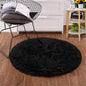Goolela Black Round Rug 3ft Fluffy Fuzzy Sheepskin Rug Black Circle Faux Fur Rug for Bedroom Living Room Washable Décor
