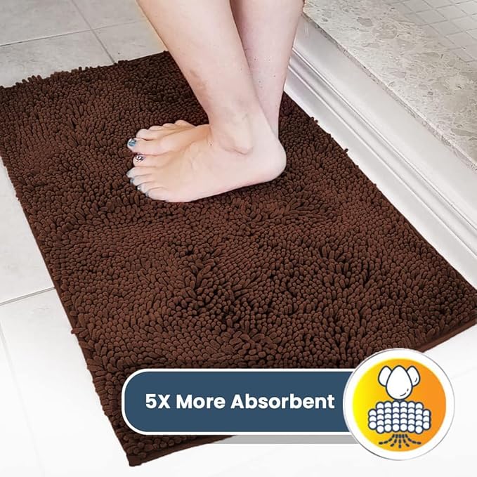 Muddy Mat® | Super Absorbent Door Mat Indoor, Microfiber Quick Dry Chenille Entryway Rug, Non-Slip Front Door Mat, Indoor Mats for Entryway, Machine Washable Pet Rug, Brown 36"x120"