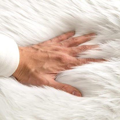 MIULEE Luxury Super Soft Fluffy Area Rug Faux Fur Plush Large Sheepskin Rug Decorative Christmas Shaggy Carpet for Bedside Sofa Floor Nursery 3 x 5 Feet, White