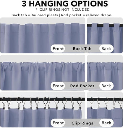 Deconovo Rod Pocket and Back Tab Blackout Curtains for Living Room Thermal Insulated Room Darkening Curtains 42Wx95L Inch Light Purple 2 Panels