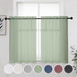 OWENIE Sage Green Sheer Curtains 36 Inches 2 Panels Set - Kitchen Tiers Valances Curtains Light Filter Rod Pocket Voile Cafe Curtains for Kitchen Bathroom Small Half Window, 42 in W x 36 in L