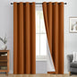 Yakamok 100% Blackout Curtain Panels 84 inches Cold and Light Blocking Drapes for Nursery, 2 Thick Layers Thermal Insulated Draperies (2 Pieces, 50 Wide Each Panel, Burnt Orange/White Backing)