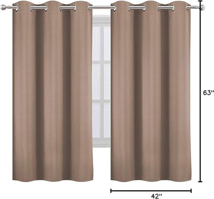 LEMOMO Cappuccino Blackout Curtains 42 x 63 Inch Length/Set of 2 Curtain Panels/Thermal Insulated Room Darkening Blackout Curtains for Bedroom